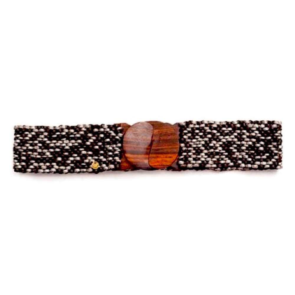 Cocobelle | Black & Silvertone Coconut-Bead Stretch Belt
